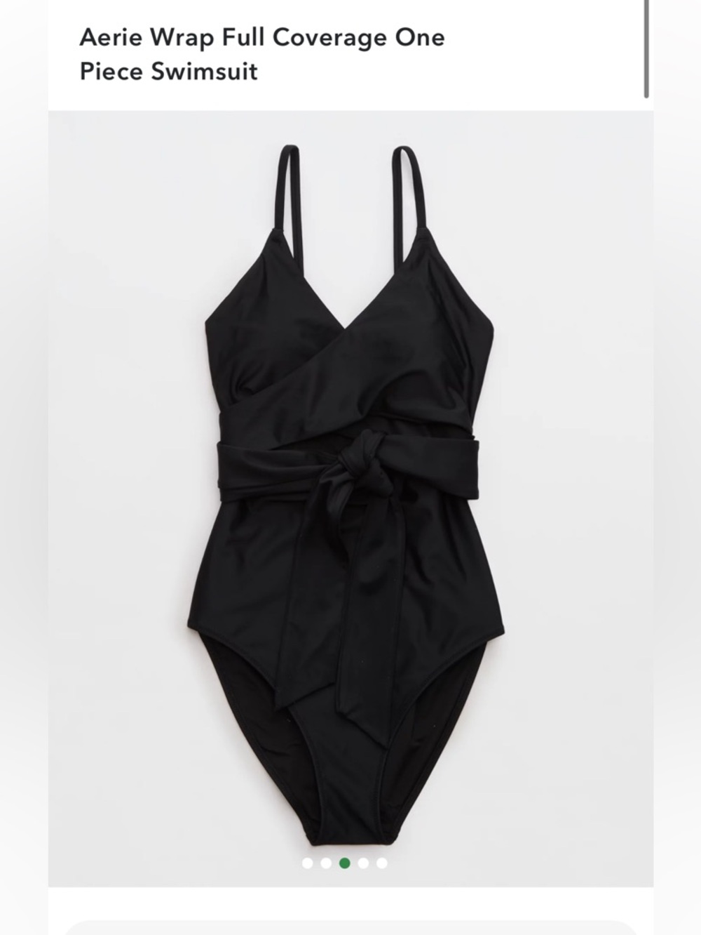 aerie Black Wrap One-Piece Swimsuit with V-Neck